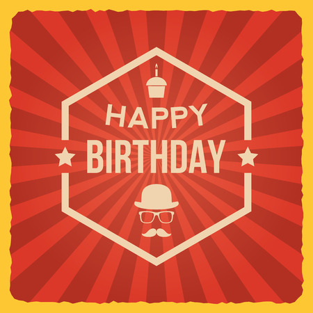 happy birthday vintage card. vector illustrationのイラスト素材