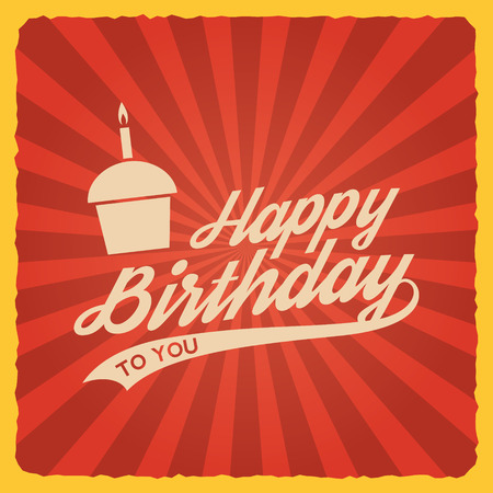 happy birthday vintage card. vector illustrationのイラスト素材