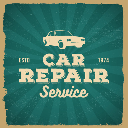 car repair service label on grunge background. vector eps10 illustrationのイラスト素材