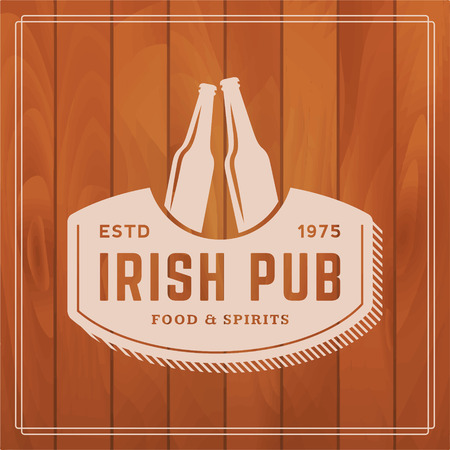 irish pub label on wooden backgroundのイラスト素材