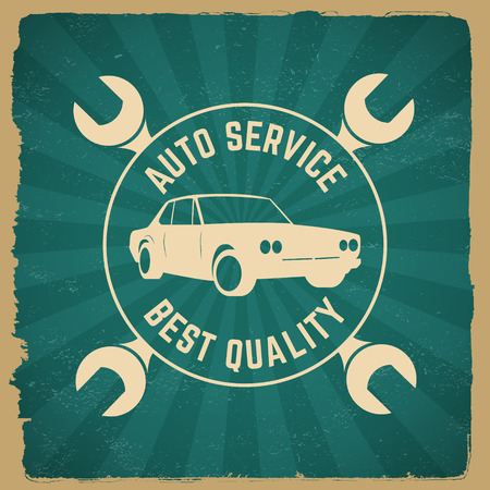 car repair service label on grunge background. vector eps10 illustrationのイラスト素材