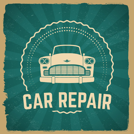 car repair service label on grunge background. vector eps10 illustrationのイラスト素材