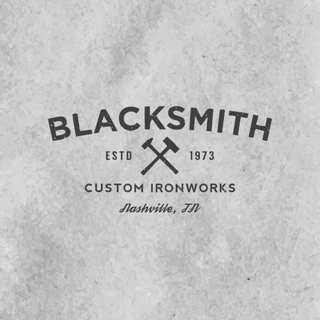 blacksmith emblem with grunge texture on old paper backgroundのイラスト素材