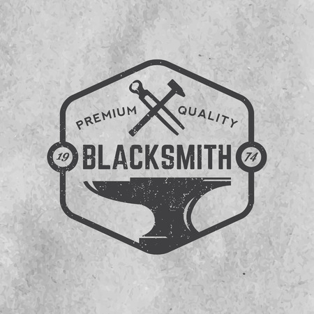 blacksmith emblem with grunge texture on old paper backgroundのイラスト素材