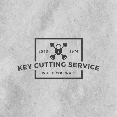 locksmith label with grunge texture on old paper backgroundのイラスト素材