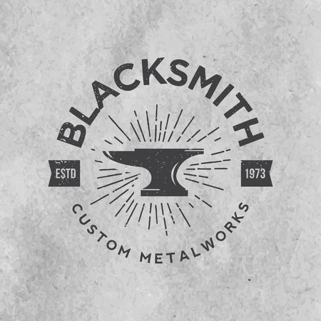 blacksmith emblem with grunge texture on old paper backgroundのイラスト素材