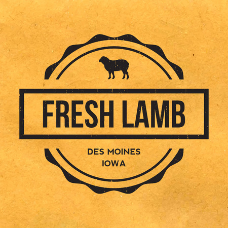 premium lamb label with grunge texture on old paper backgroundのイラスト素材