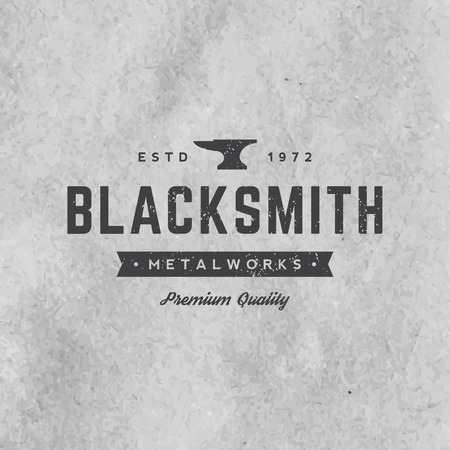 blacksmith emblem with grunge texture on old paper backgroundのイラスト素材