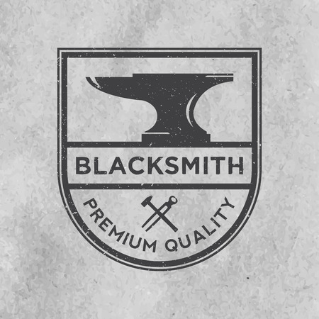 blacksmith emblem with grunge texture on old paper backgroundのイラスト素材
