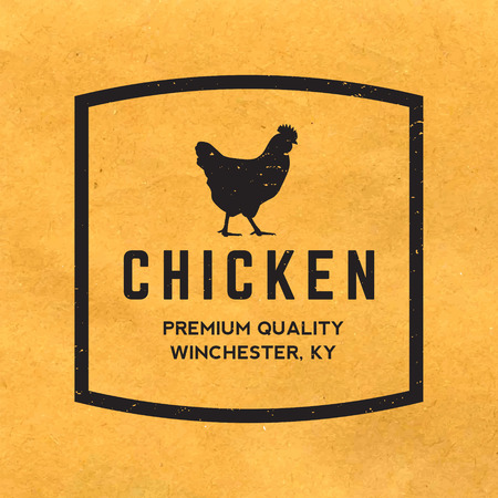 premium chicken meat label with grunge texture on old paper backgroundのイラスト素材