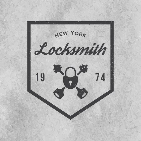 locksmith label with grunge texture on old paper backgroundのイラスト素材