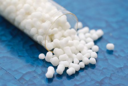 The pills on the blue lavastone background