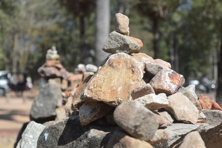 magic stone pyramid of wish fulfillment in cambodia thailand in temple.