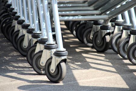 Rubber wheels from carts for a supermarket, Phnom Penh, Cambodia