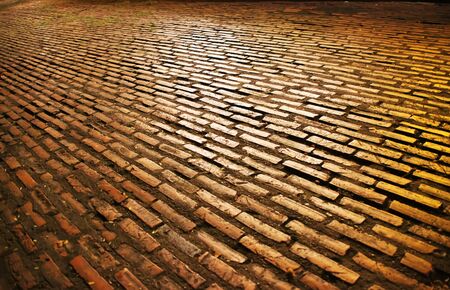 20 Old orange brick footpath in a Buddhist temple, Cambodiaの写真素材