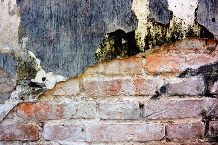 22 Old orange brick wall with fallen stucco, Cambodia, Phnom Penh
