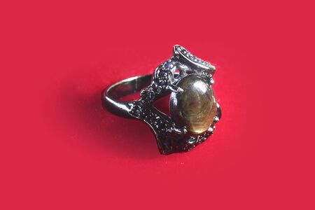 22 Ring, Silver, Black Rhodium, Star Ruby, Sapphires Exclusive jewelsの写真素材