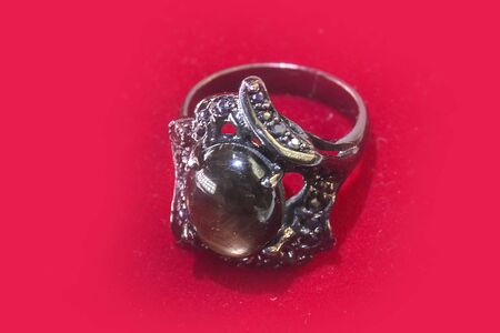 23 Ring, Silver, Black Rhodium, Star Ruby, Sapphires Exclusive jewelsの写真素材