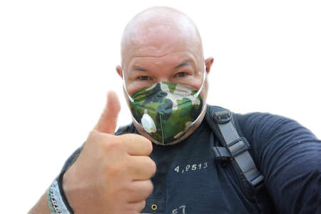 Brutal man in protective maskの写真素材