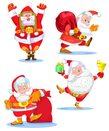 cheerful Santa Klausy are established for Christmas .vector illuastrationのイラスト素材