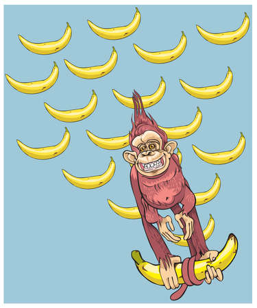 The symbol of year - a monkey with bananas, hurries to you.vectorのイラスト素材
