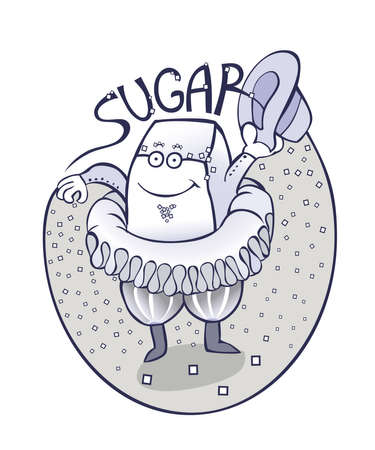 Piece of sugar with a shadow on a white background.vectorのイラスト素材