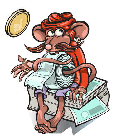 Little mouse who sells tickets for the bus.のイラスト素材