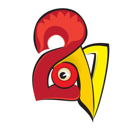 Vector illustration of rooster, symbol of 2017 on the Chinese calendar. vectorのイラスト素材
