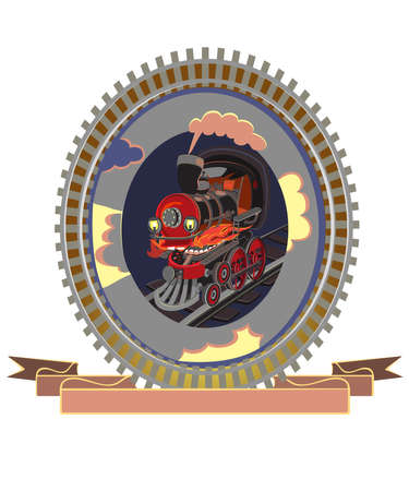 A beautiful image of a locomotive in a frameのイラスト素材