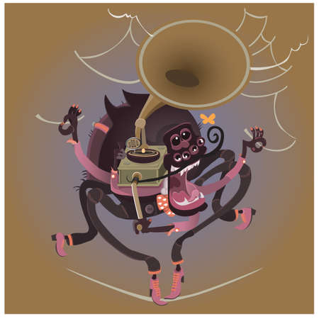 Cartoon spider with nature backgroundのイラスト素材