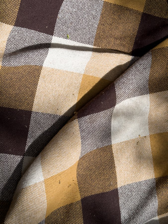 Close up of checkered plaid fabric as a background.の写真素材