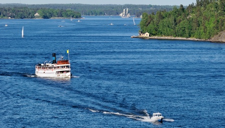 Stockholm archipelago at sunny summer weekend.