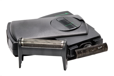Pocket twist battery shaver on white background. Studio shot with ring flash, not isoalted