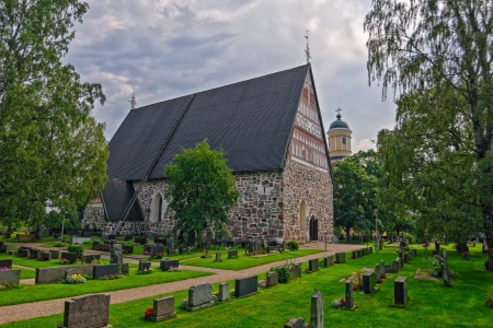 Medieval greystone Church of St  Mary in Hollola  Finnish  Hollolan kirkko , Finland  One of the 86 Finnish stone churches completed during the Middle Ages  was built between the years 1495-1510の写真素材