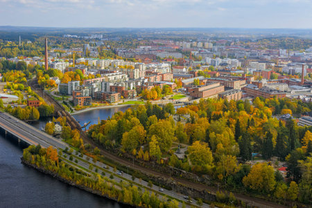 Aerial view to old town of Tampere, Finlandの写真素材
