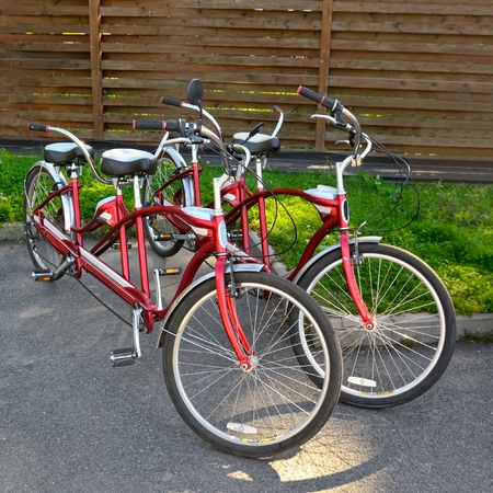 Red Tandem Bicycles
