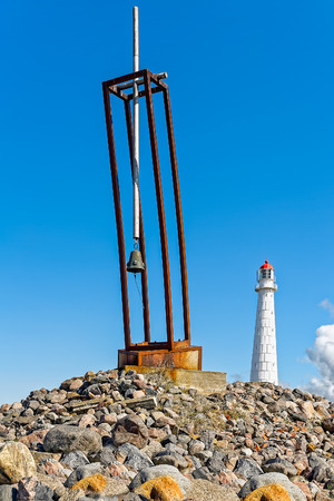 Memorial for the children lost in shipwreck of ferryboat Estonia and Lighthouse on Tahkuna peninsula, Hiiumaa island, Moonsund archipelago, Estonia.のeditorial素材