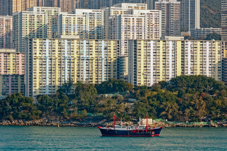 Highrise residential apartments building in Hong Kong New Territoriesの写真素材