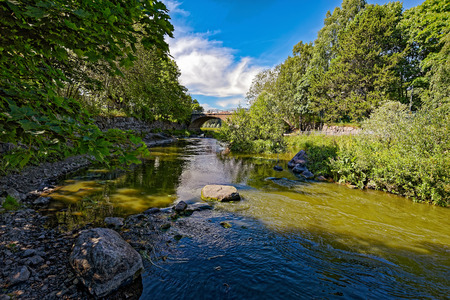 Rapids of Vanhakaupunki on Vantaanjoki river in Old Town Helsinki.