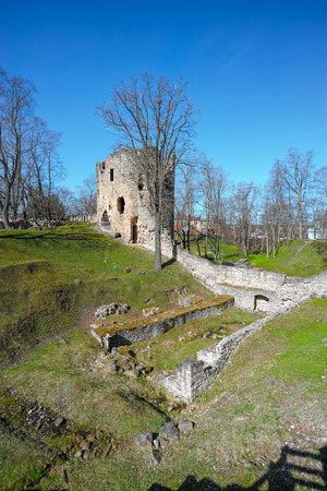 Ruins of medieval castle in Cesis  (German: Wenden), Latvia. Once the most important castle of the Livonian Order, it was the official residence for the masters of the order. It was partly destroyed during the Great Northern War.のeditorial素材