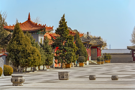 Ornate and decorative ancient chinese architecture pavilions on the Great Wall at Nine Water Gates section of the Great Wall known as the "Great Wall over Water".の写真素材