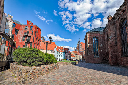 Medieval street in the old Riga city, Latvia