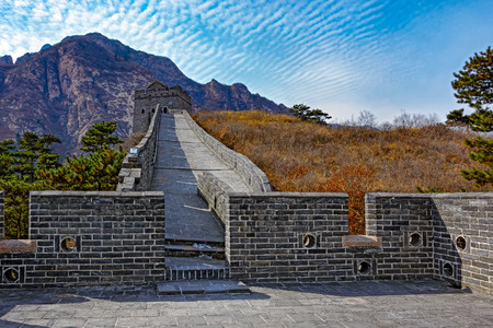 Lookout tower on Great Wall at Nine Water Gates section of the Great Wall known as the "Great Wall over Water". Jiumenkou Great Wall is located in Suizhong county in Huludao and is the eastern portion of the Jizhen Great Wallのeditorial素材