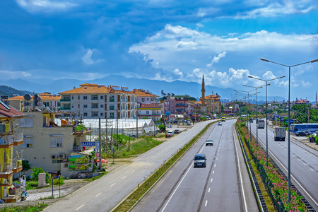 ANTALYA, TURKEY- MAY 11, 2014: State road D400 (Kemer - Antalya) near Okurcalar in Turkeyのeditorial素材