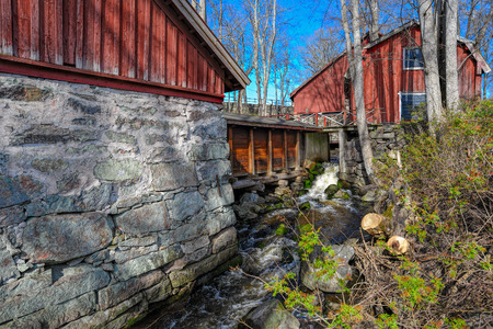 Water running downhill from the Forge in Fagervik Ironworks, Finlandの写真素材