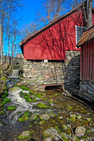 Water running downhill from the Forge in Fagervik Ironworks, Finlandのeditorial素材