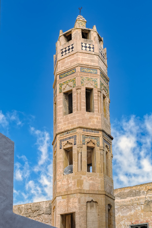 Zaouia Zakkak minaret in the Medina de Sousse, Tunisia, Africaの写真素材