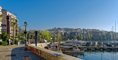 Apartment buildings and streets at Piraeus, a port city in the region of Attica, Greeceのeditorial素材
