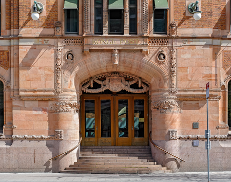 Ornate decorated entrance to former Central Post Office Building (1903) by architect Ferdinand Boberg in Art Nouveau style, the headquarters of Posten until 2003.のeditorial素材