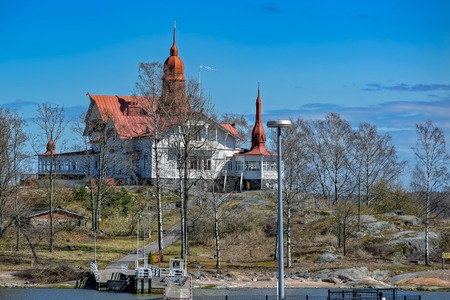 Art Nouveau style villa dating from 1898 on the island of Klippan in front of South Harbour of Helsinki, houses Restaurant Saaristo.のeditorial素材